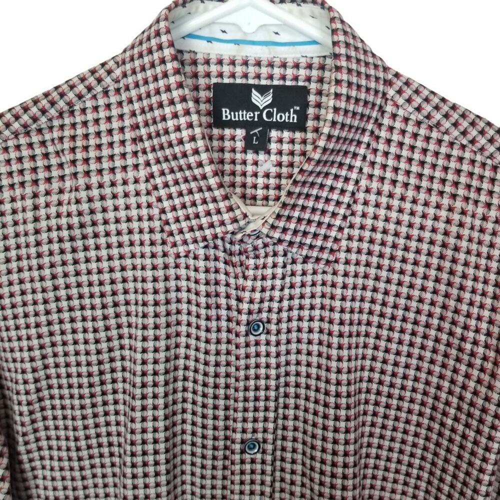 Butter Cloth Mens Geometric Oxford Shirt Sz L Career Corp Business Wedding Guest - Picture 2 of 7